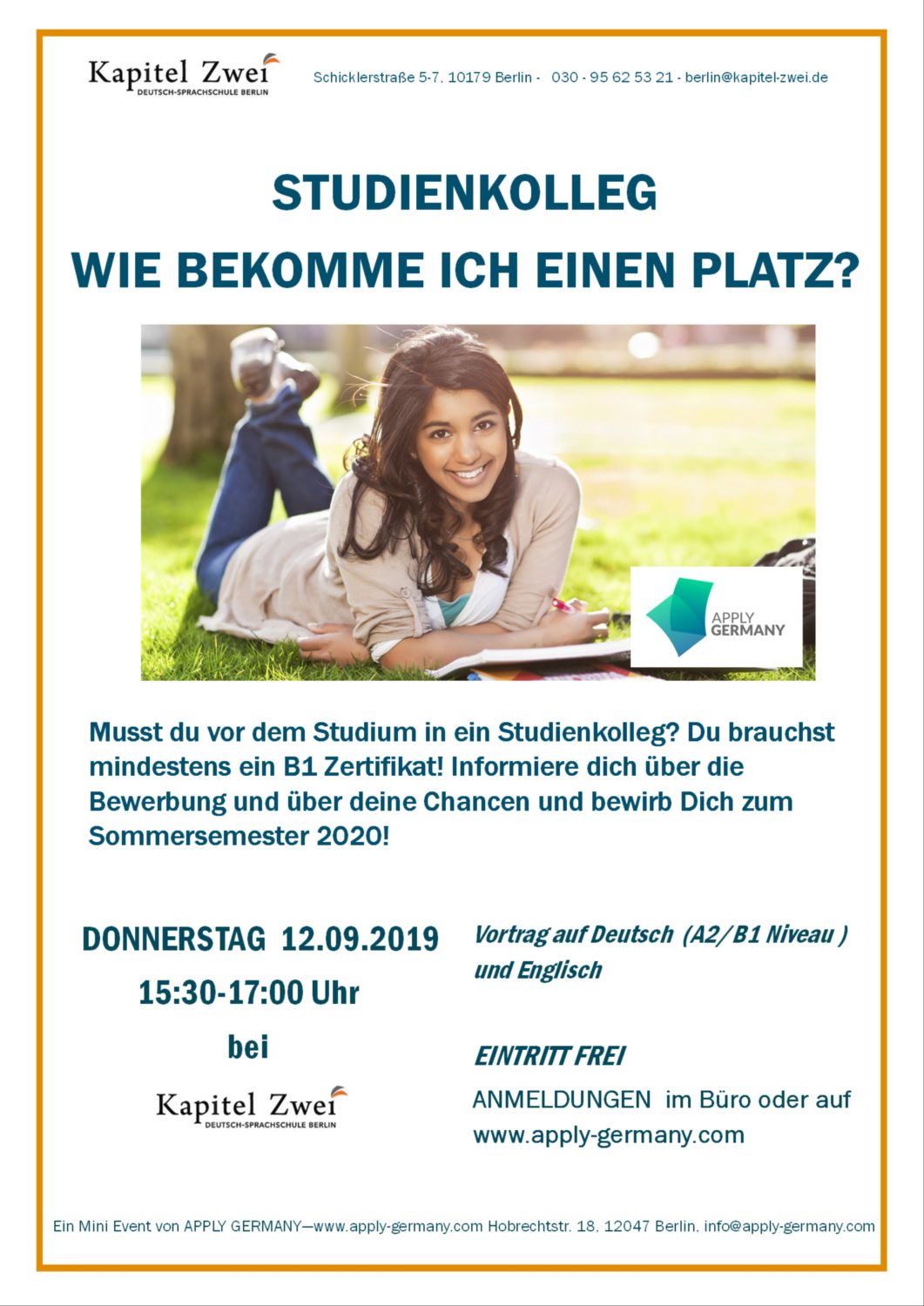 Studienkolleg Wie bekomme ich einen Platz Kapitel Zwei Berlin