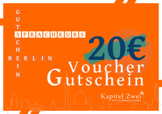 Cupón de regalo 20 EUR Escuela de idiomas Aprender alemán Curso de alemán